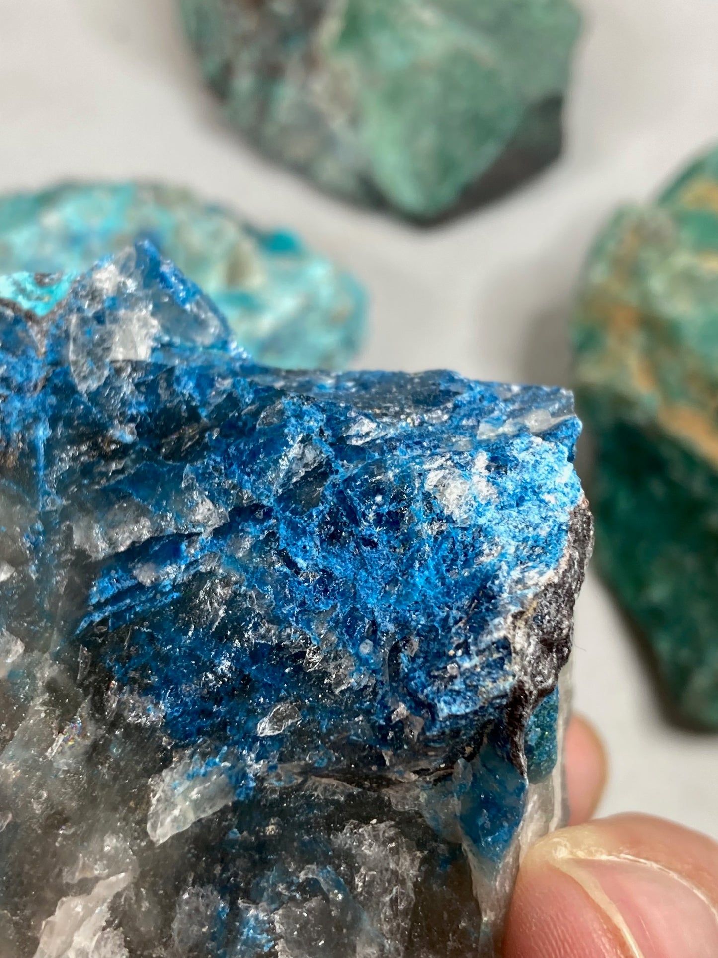 Chrysokoll Dioptas Shattuckit Rohstein – Farbenprächtiges Kupfermineral-Gemenge aus Namibia