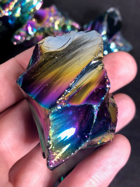 Schwarzer Obsidian titanisiert beste Qualität Titan