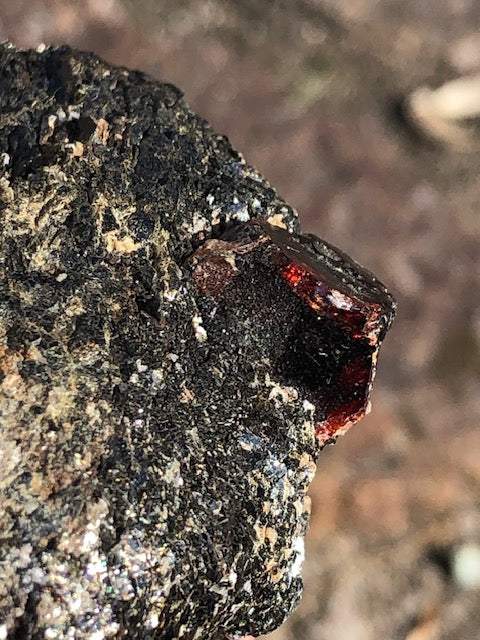 Zirkon Hyazinth Kristalle in Biotit Matrix in bester Qualität (gemmy)