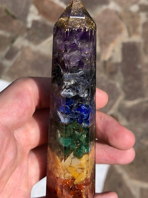 Orgonit 7 Chakra verschiedene Pyramiden oder Obelisk in bester Qualität