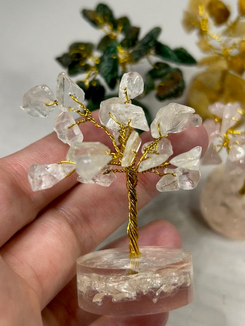 Edelsteinbaum handgefertigt – Deko-Glücksbaum aus echten Quarzkristallen
