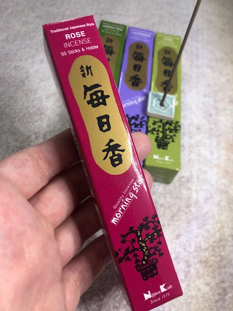 Japanische Räucherstäbchen Morning Star – Nippon Kodo Rose, Lavendel, Pinie oder Grüntee