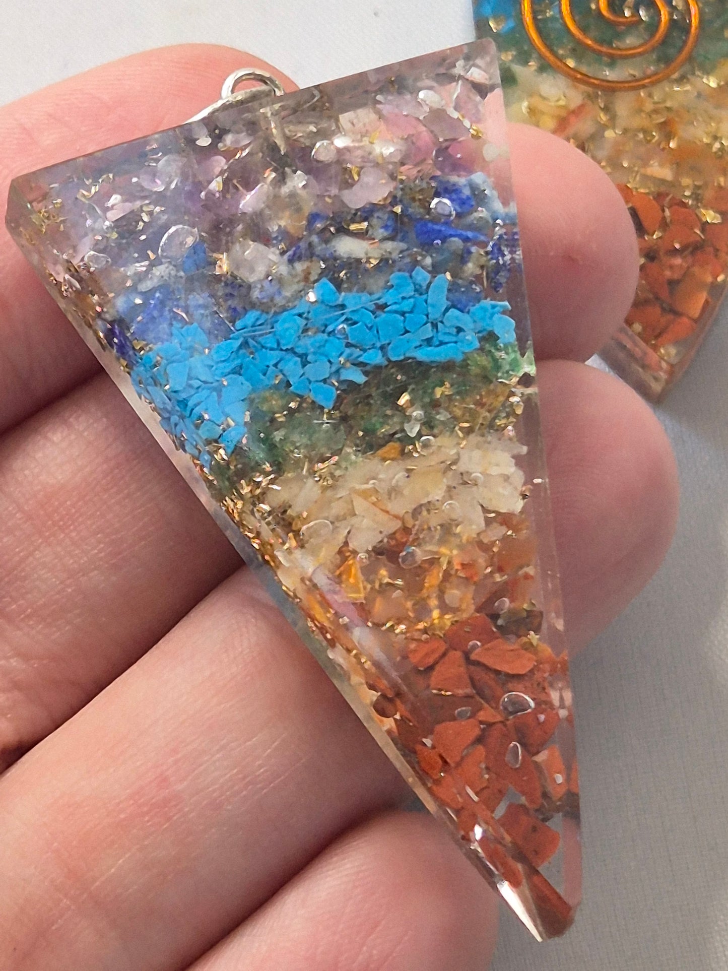 7 Chakra Orgon Anhänger, in bester Qualität, verschiedene Varianten kegel oder ovalförmig, Orgonit Wilhelm Reich