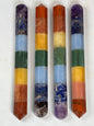Massagestab 7 Chakra, 7 verschiedene Edelsteine (Amethyst, Sodalith, Angelit, grünem- gelben sowi pfirsichfarbenen Aventurin & roter Jaspis)