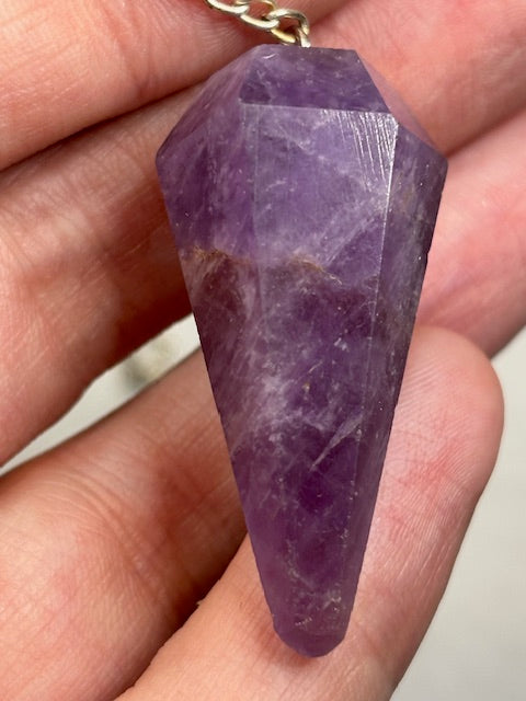 Pendel facettiert + Sterling Silber Kette, Amethyst Bergkristall Rosenquarz