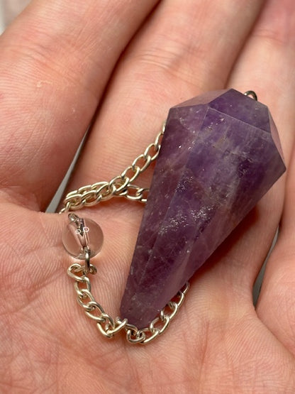 Pendel facettiert + Sterling Silber Kette, Amethyst Bergkristall Rosenquarz