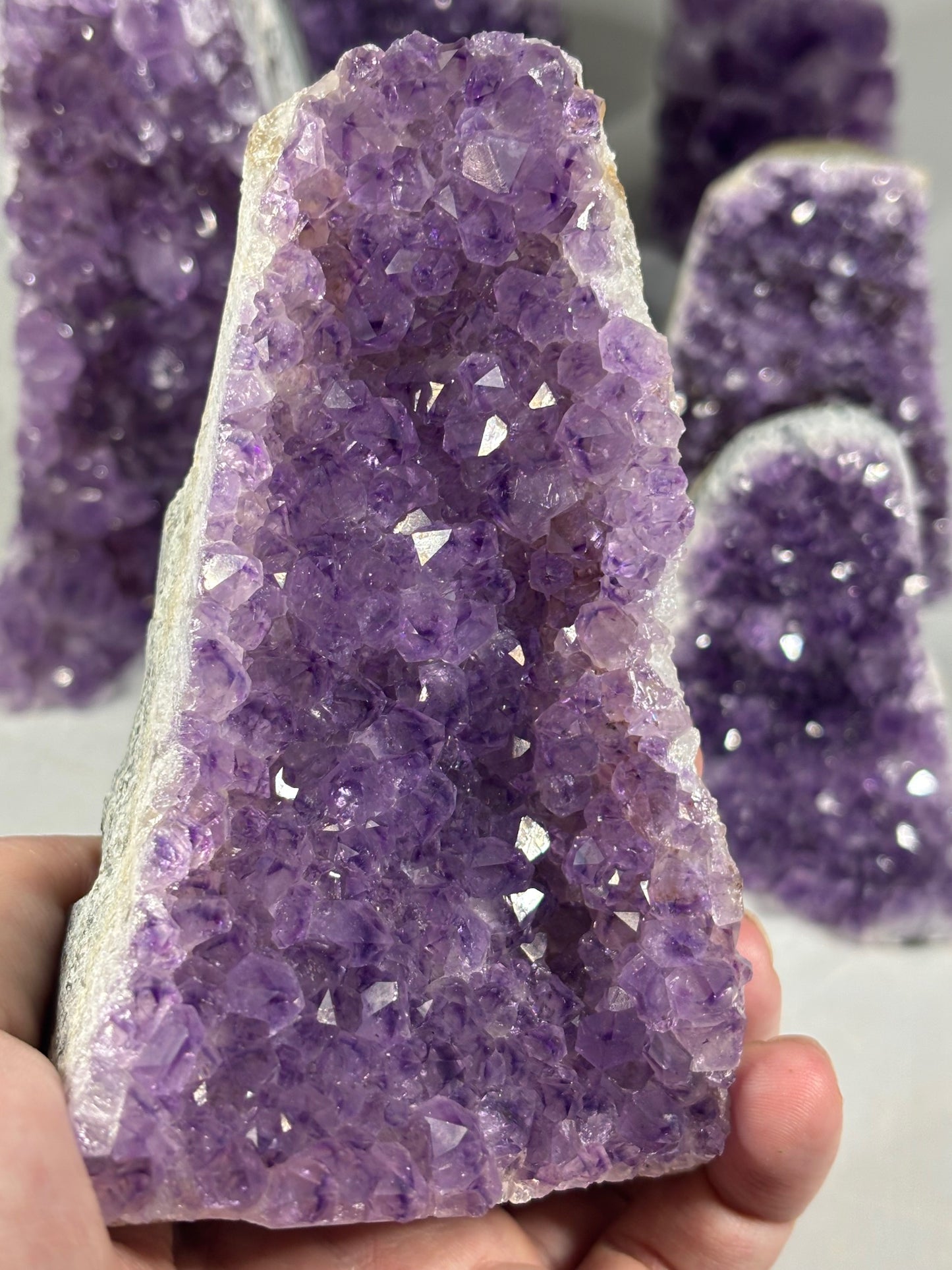 Amethyst Druse freistehend, Uruguay dunkelviollet in bester Qualität, verschiedene Größen