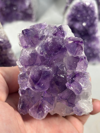 Amethyst Druse freistehend, Uruguay dunkelviollet in bester Qualität, verschiedene Größen