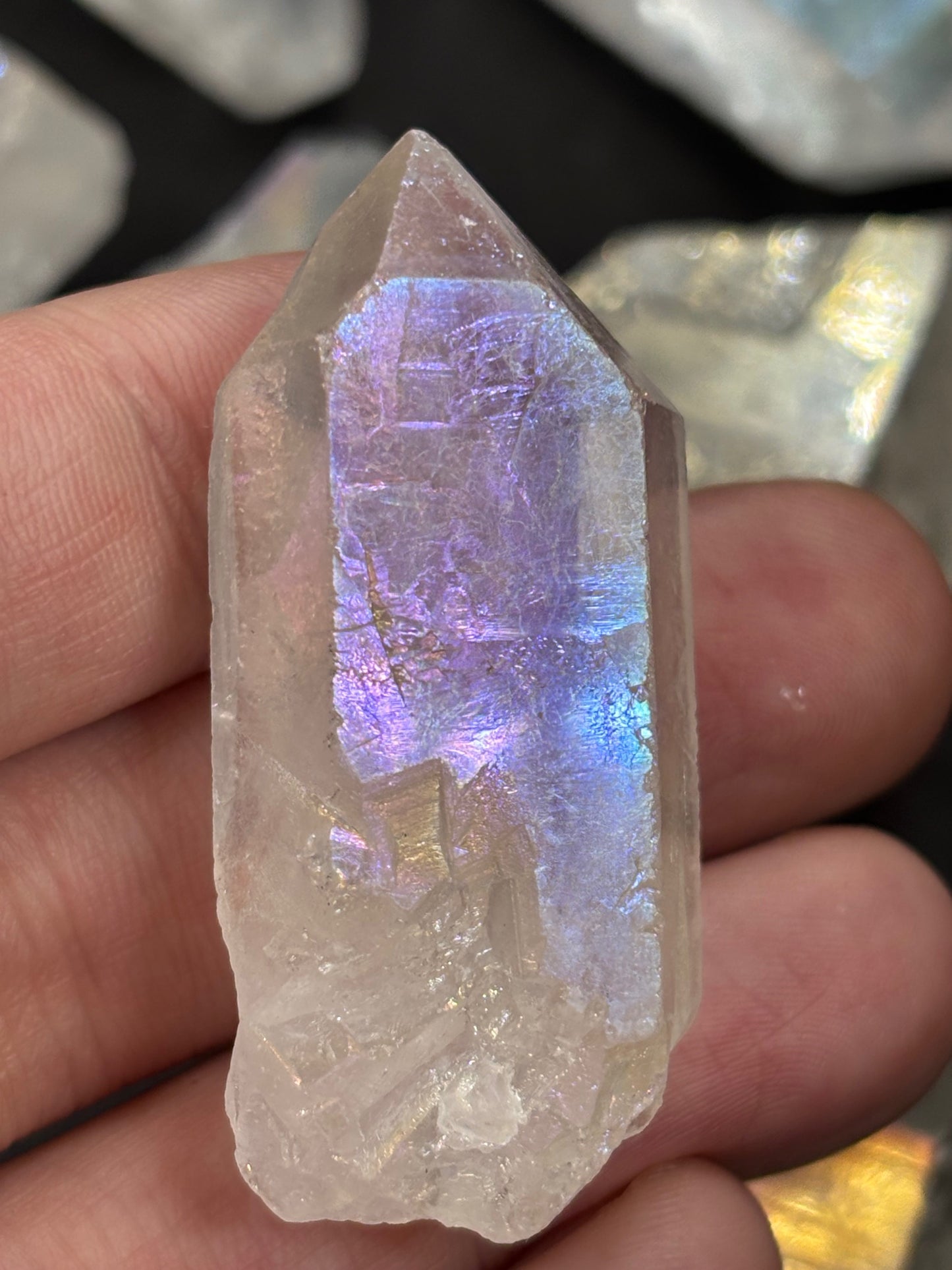 Angel Aura Bergkristalle, durch Silber veredelt, in bester Qualität, Brasilien Aqua Aura weiß