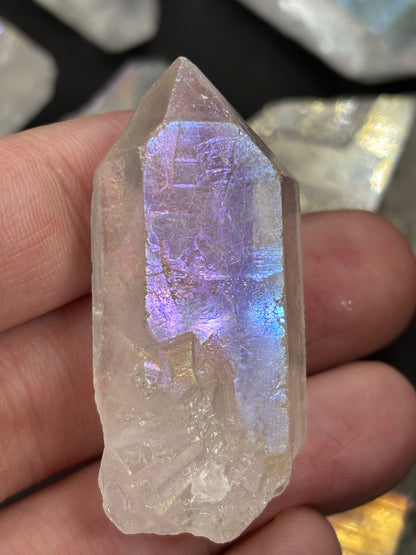 Angel Aura Bergkristalle, durch Silber veredelt, in bester Qualität, Brasilien Aqua Aura weiß
