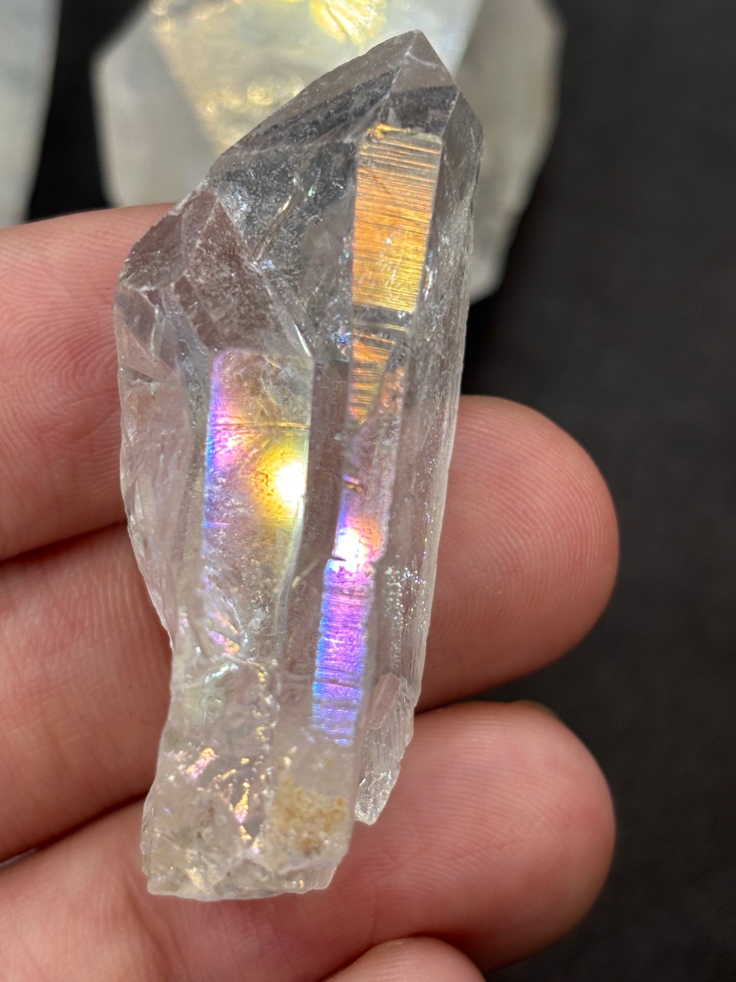 Angel Aura Bergkristalle, durch Silber veredelt, in bester Qualität, Brasilien Aqua Aura weiß