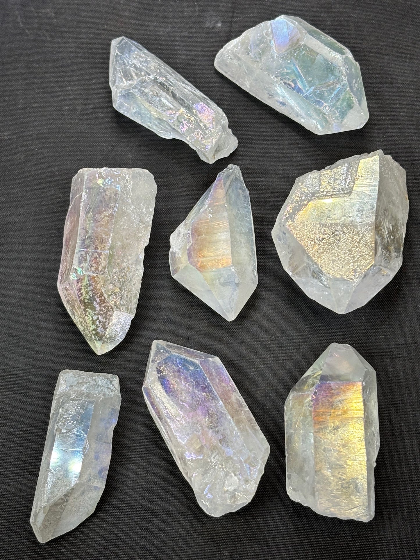 Angel Aura Bergkristalle, durch Silber veredelt, in bester Qualität, Brasilien Aqua Aura weiß