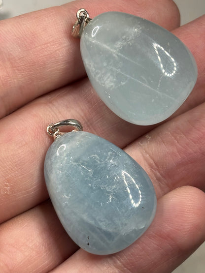 Edelstein Anhänger 925er Silberfassung – Kunzit, Aquamarin & Malachit