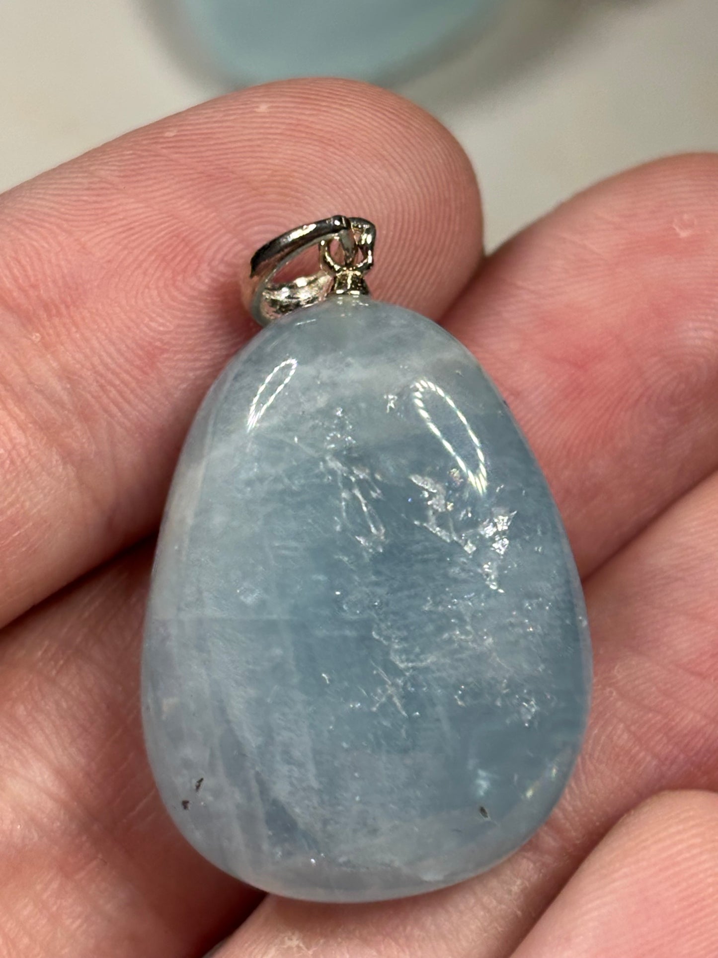 Edelstein Anhänger 925er Silberfassung – Kunzit, Aquamarin & Malachit