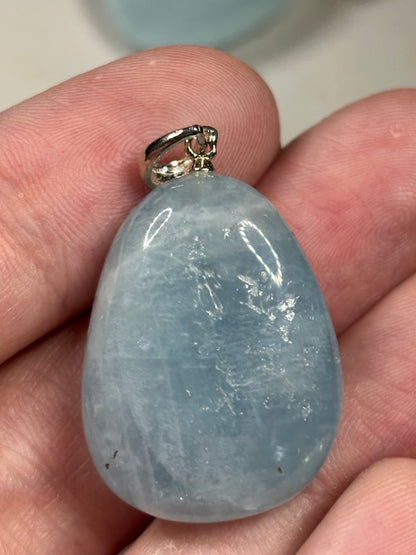 Edelstein Anhänger 925er Silberfassung – Kunzit, Aquamarin & Malachit