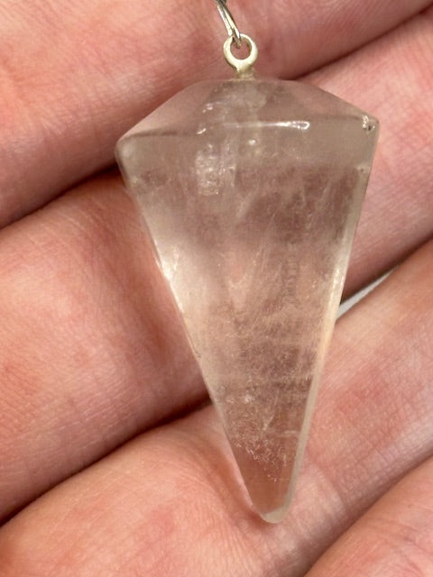 Pendel facettiert + Sterling Silber Kette, Amethyst Bergkristall Rosenquarz