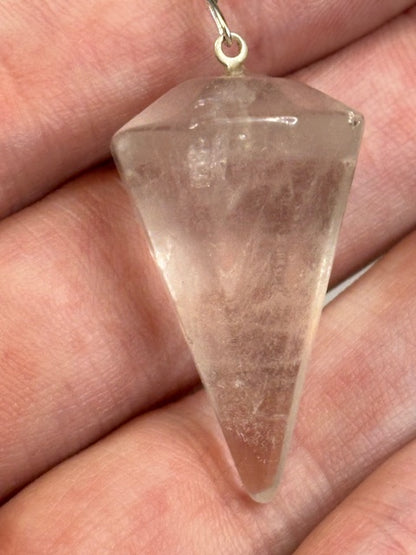 Pendel facettiert + Sterling Silber Kette, Amethyst Bergkristall Rosenquarz