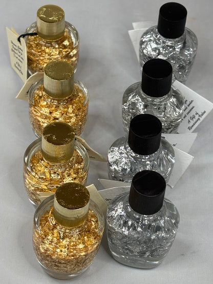 Gold oder Silber in bruchsicherem Glas, Brasilien Blattgold Blattsilber