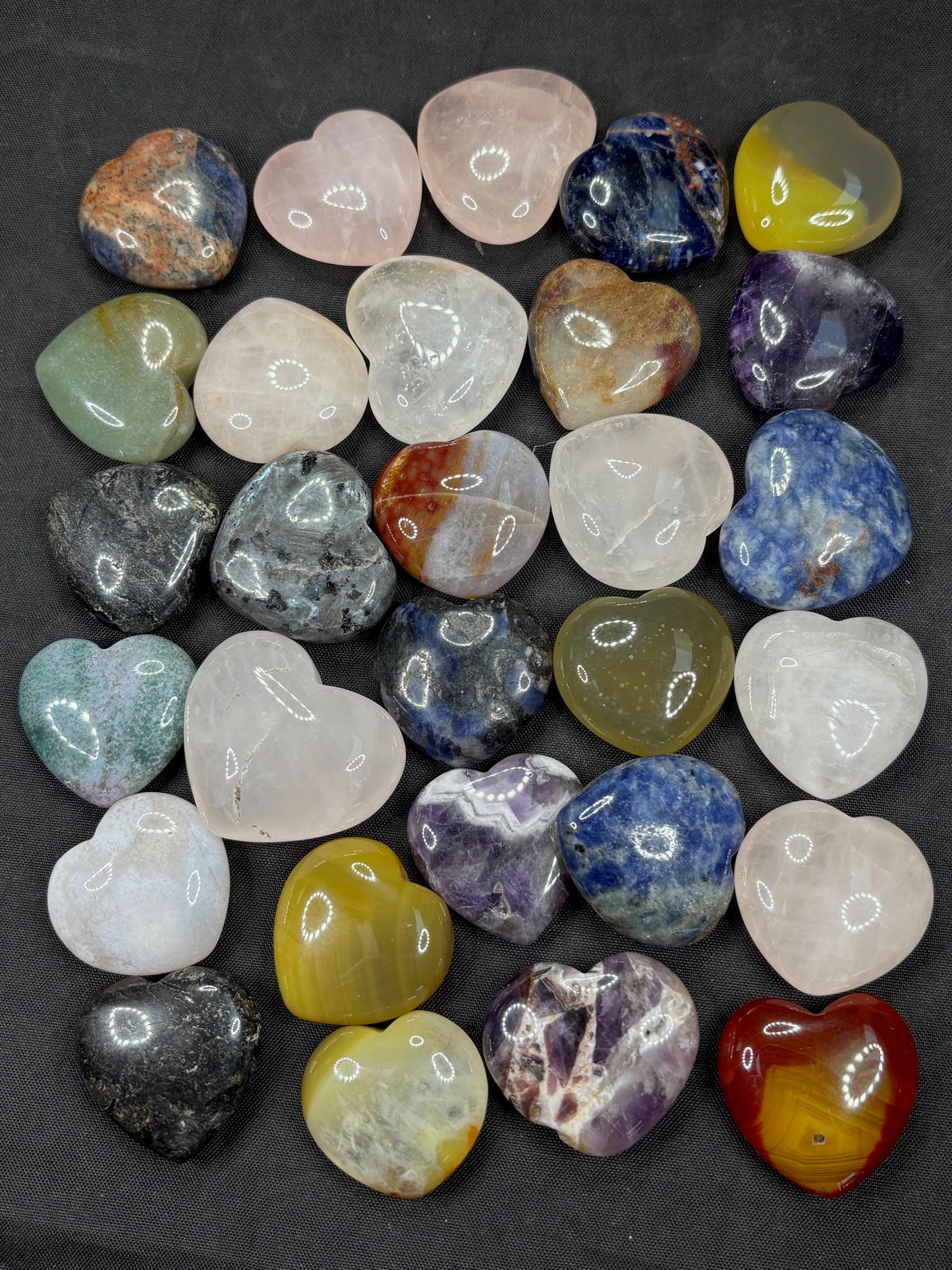 Edelstein Herz ca. 25 x 25mm verschiedene Sorten aus aller Welt, Edelsteinherzen in bester Qualität