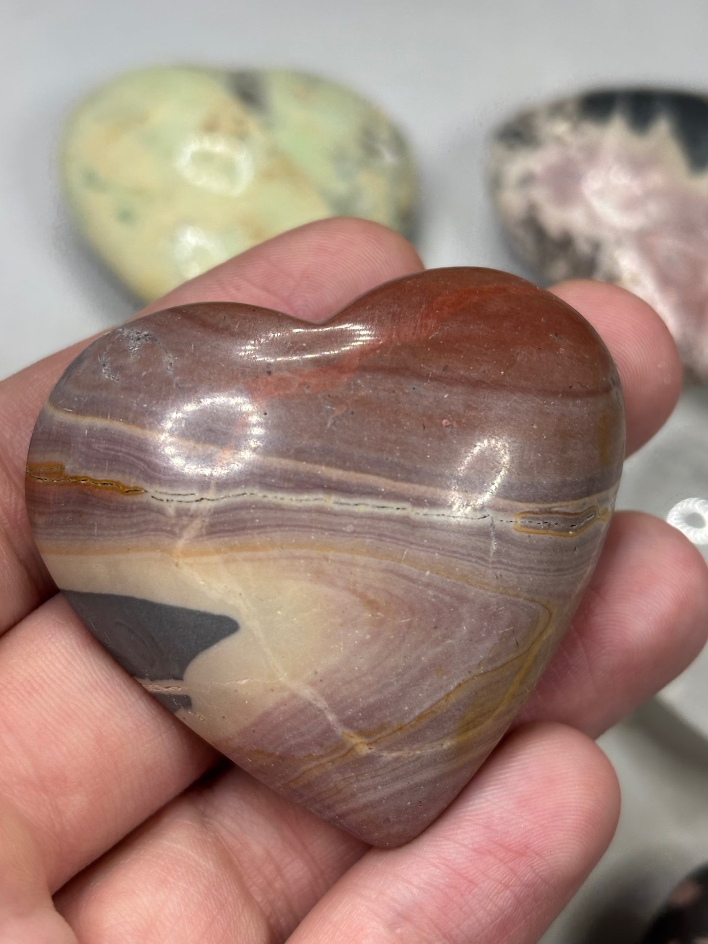 Edelsteinherzen gemischt ca. 50mm, in bester Qualität Rhodonit Quarz Bergkristall Chrysopras Jaspis Achat & viele mehr Edelstein Herz