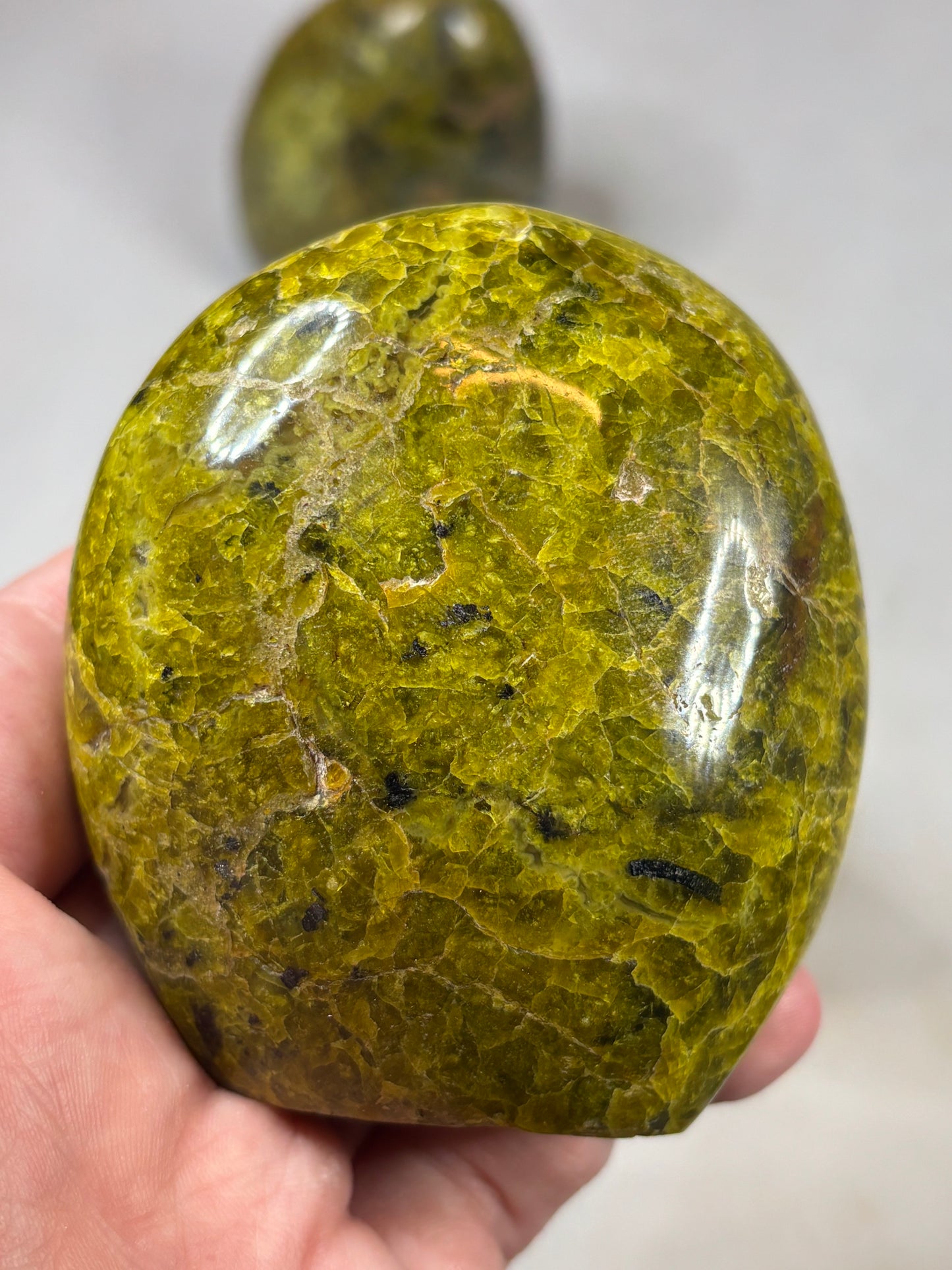 Grüner Opal Freiform poliert – (200g - 250g) Chloropal Kiwi-Opal