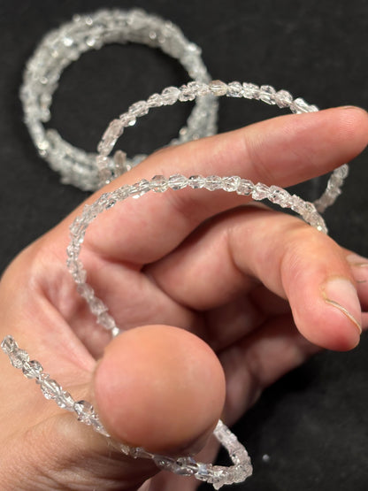 Herkimer Diamant Armband, größenverstellbar, UV aktiv Petroleum Quarz, Glühwürmchen Quarz