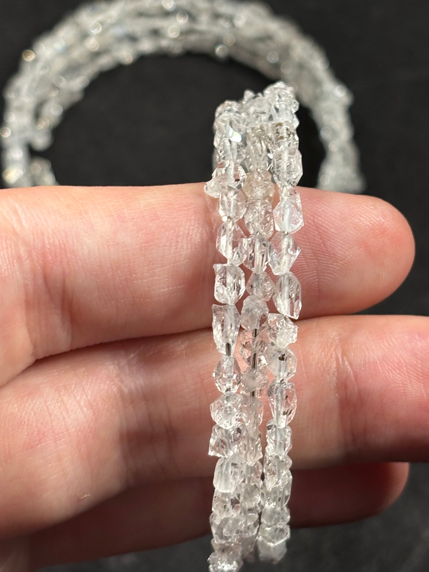 Herkimer Diamant Armband, größenverstellbar, UV aktiv Petroleum Quarz, Glühwürmchen Quarz