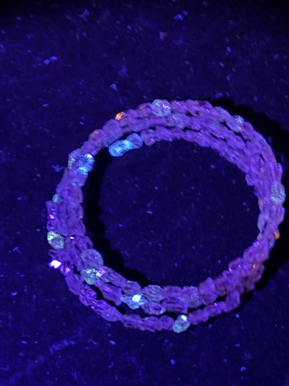 Herkimer Diamant Armband, größenverstellbar, UV aktiv Petroleum Quarz, Glühwürmchen Quarz
