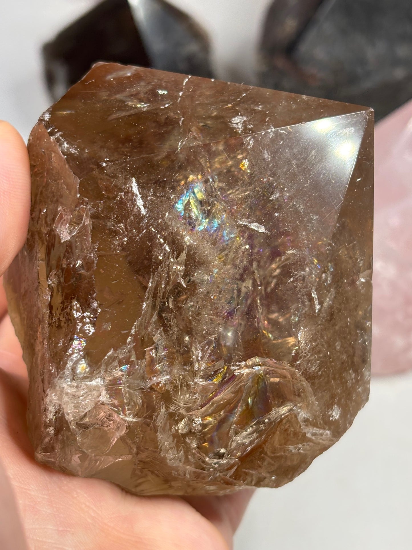 Halbpolierte Spitzen Freiformen, Turmalin Rauchquarz Rosenquarz Obsidian Adular (Mondstein) verschiedene Sorten