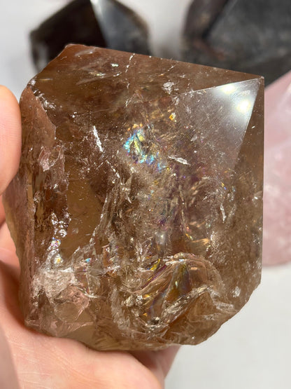 Halbpolierte Spitzen Freiformen, Turmalin Rauchquarz Rosenquarz Obsidian Adular (Mondstein) verschiedene Sorten