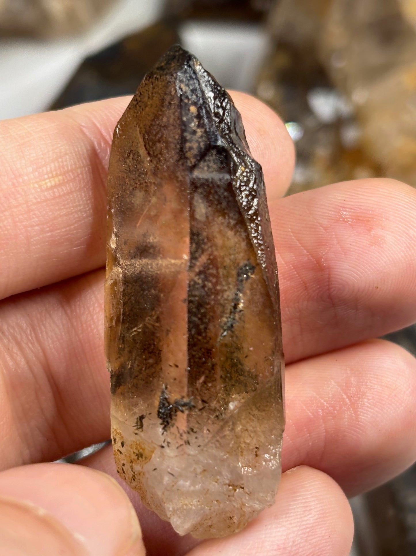 Rauchquarz Kristalle & Kristallstücke, Malawi Morion teilweise sehr transparent Elestial Jacaré Quarz Phantomquarz Ägirin Akmit Feldspat Zomba