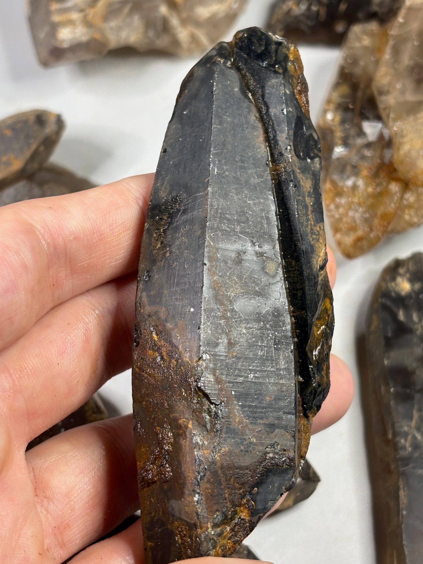 Rauchquarz Kristalle & Kristallstücke, Malawi Morion teilweise sehr transparent Elestial Jacaré Quarz Phantomquarz Ägirin Akmit Feldspat Zomba