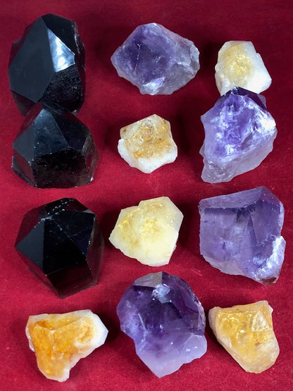 Freistehende Amethyst Citrin oder Rauchquarz Spitze in bester Qualität, naturbelassen Morion