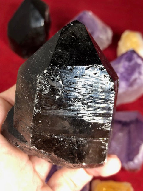 Freistehende Amethyst Citrin oder Rauchquarz Spitze in bester Qualität, naturbelassen Morion