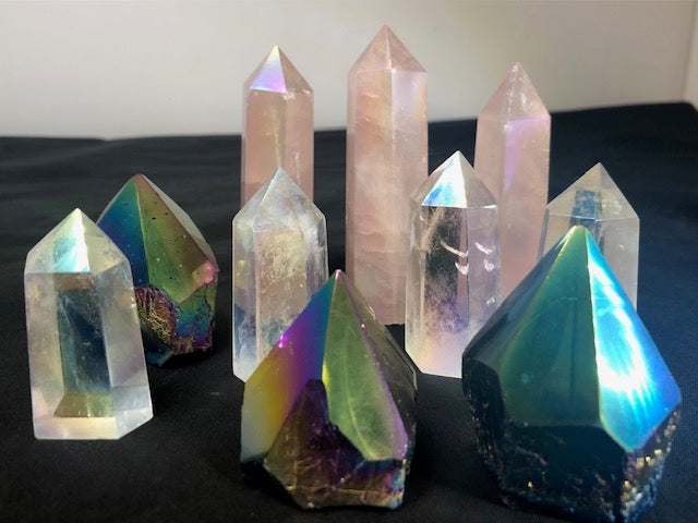 Angel Aura oder Titan Aura in bester Qualität, Bergkristall Rosenquarz Amethyst Kristalle Regenbogen Aura