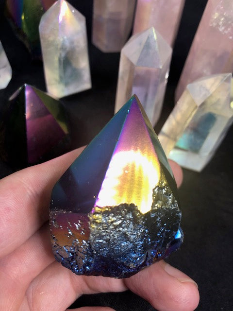 Angel Aura oder Titan Aura in bester Qualität, Bergkristall Rosenquarz Amethyst Kristalle Regenbogen Aura