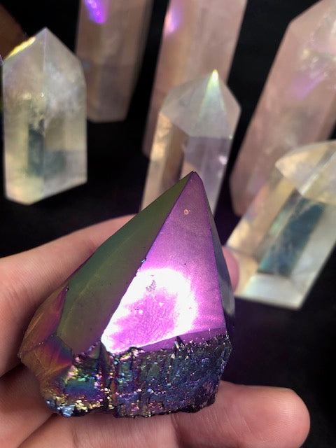 Angel Aura oder Titan Aura in bester Qualität, Bergkristall Rosenquarz Amethyst Kristalle Regenbogen Aura
