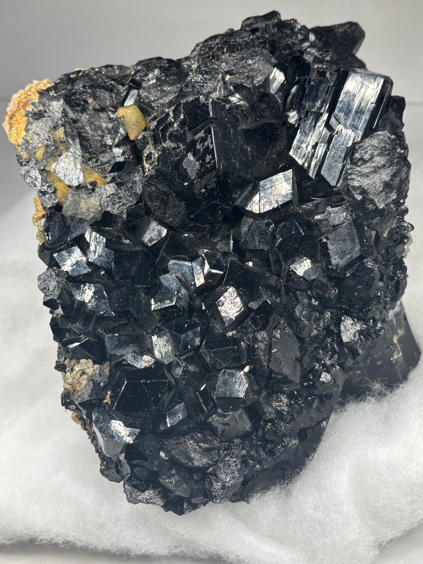 Turmalin schwarz, Rauchquarz & Hyalith (UV-aktiv) Kristallstufe XXL (ca. 5,1Kg), beste Qualität Schörl Museum Morion Glasopal