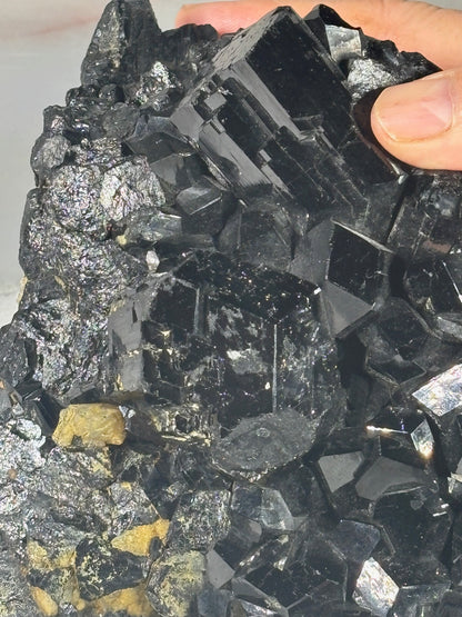 Turmalin schwarz, Rauchquarz & Hyalith (UV-aktiv) Kristallstufe XXL (ca. 5,1Kg), beste Qualität Schörl Museum Morion Glasopal