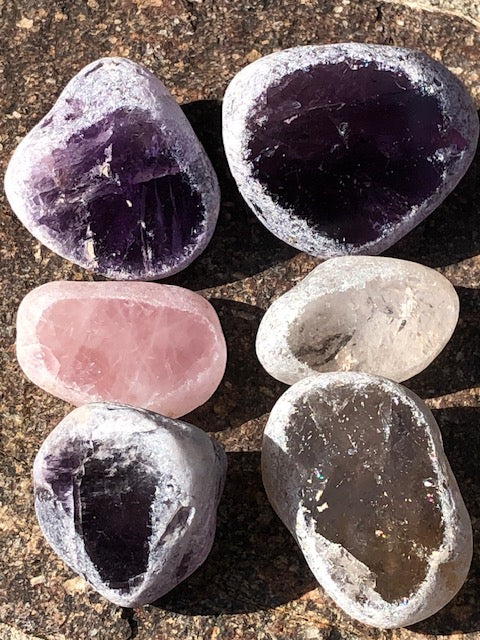 Emma Egg beste Qualität Rosenquarz Amethyst Bergkristall Rauchquarz Emu Egg Dragon Egg Panorama Quarz