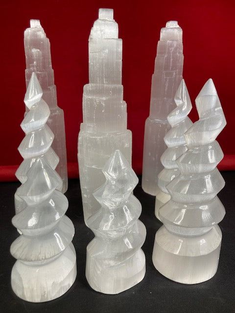 Selenit Spirale / Flamme oder Turm/ Berg in bester Qualität, Seidenspat, Marienglas