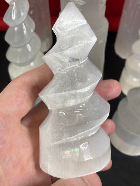 Selenit Spirale / Flamme oder Turm/ Berg in bester Qualität, Seidenspat, Marienglas