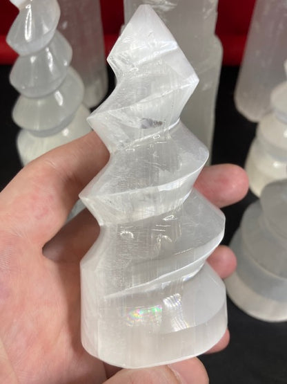 Selenit Spirale / Flamme oder Turm/ Berg in bester Qualität, Seidenspat, Marienglas