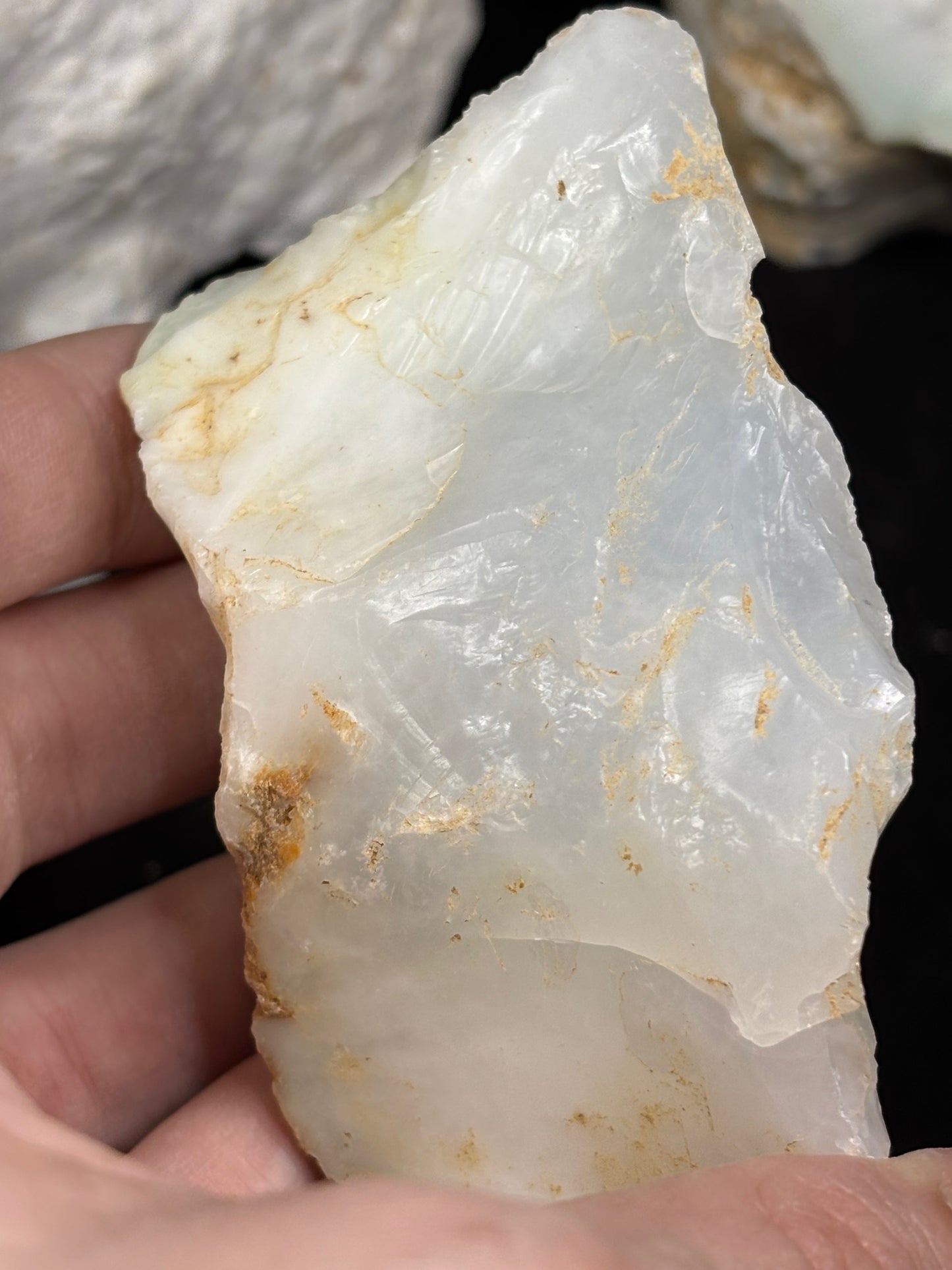 Kascholong Rohsteine Opal weiß, Edelsteinqualität Milchopal Porzellanopal