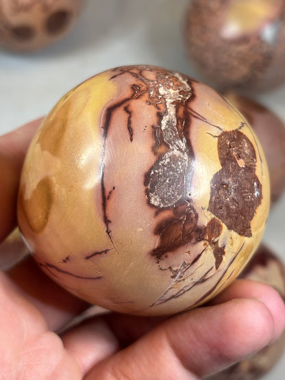 Mookait-ähnliche Jaspis Kugel ca. 50mm aus Marokko – Saharan Desert Jasper