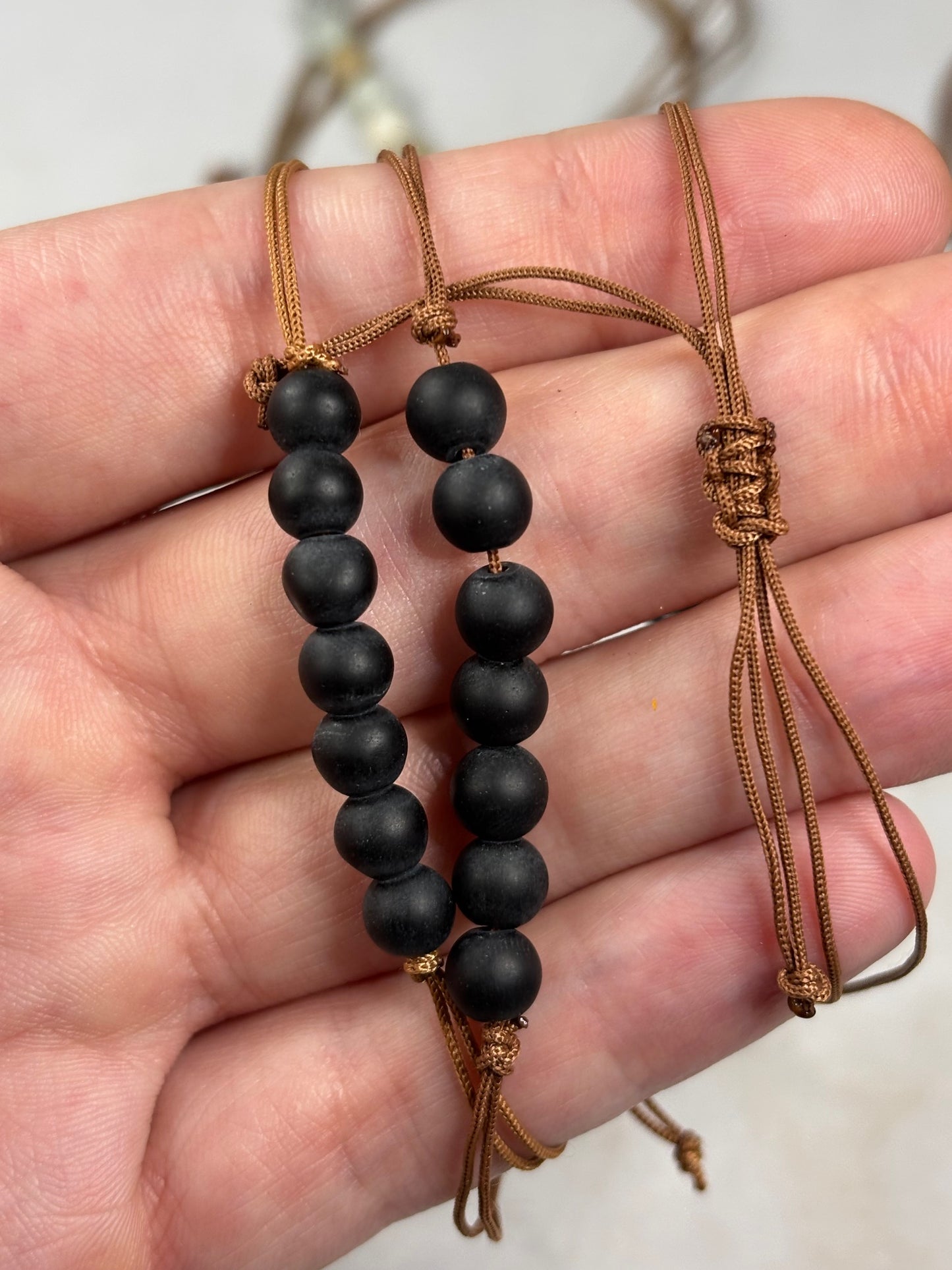 Armband größenverstellbar Turmalin (Schörl), Amazonit, Obsidian