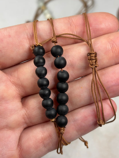 Armband größenverstellbar Turmalin (Schörl), Amazonit, Obsidian