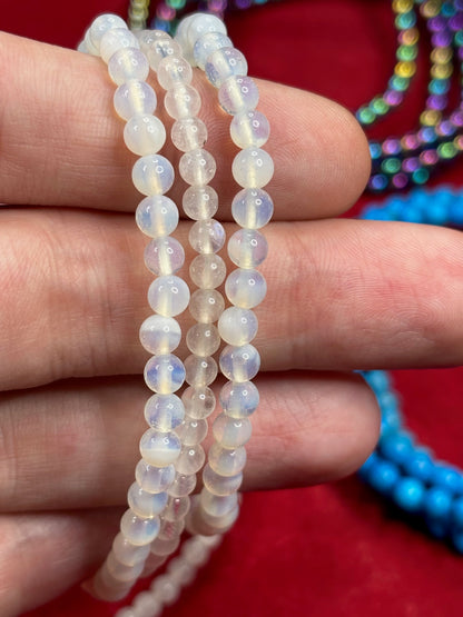 Elastisches Kugelarmband 4mm Perlen, Opalit, Hämatit titanisiert, Türkenit Türkis, Blutstein, Aura Hämatit