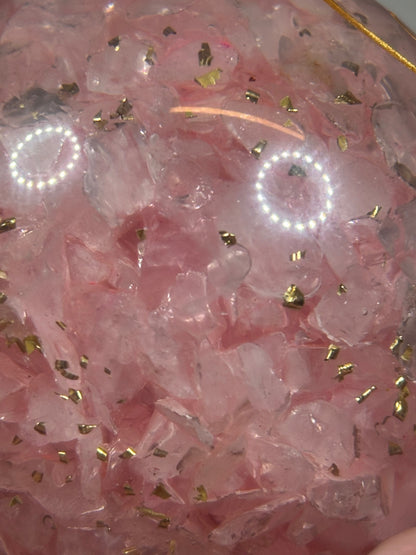 Orgon Kugel, Rosenquarz oder goldenes Dreieck (Amethyst, Bergkristall & Amethyst) Orgonit Wilhelm Reich