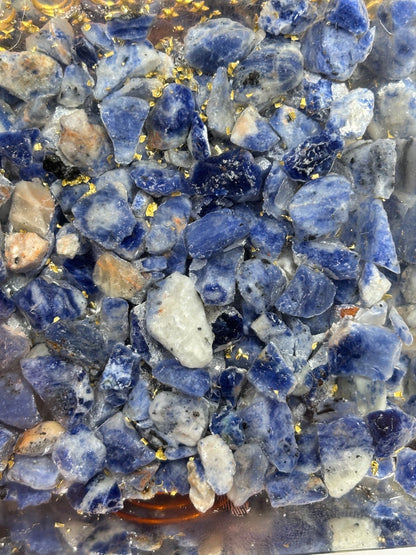 Orgonit Pyramide, Rosenquarz, Sodalith & goldenes Dreieck (Amethyst+ Bergkristall+ Rosenquarz) Orgonit Wilhelm Reich